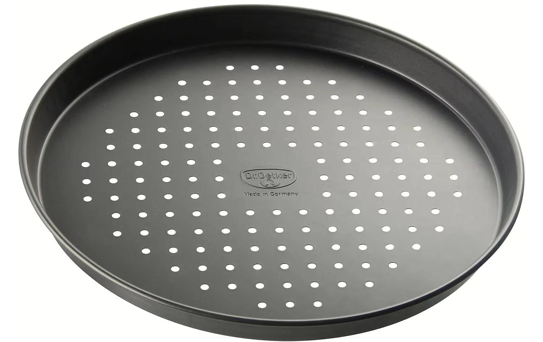 Dr. Oetker Aufback Pizzablech-Tradition 28 Stahlblech schwarz, perforiert, 28cm