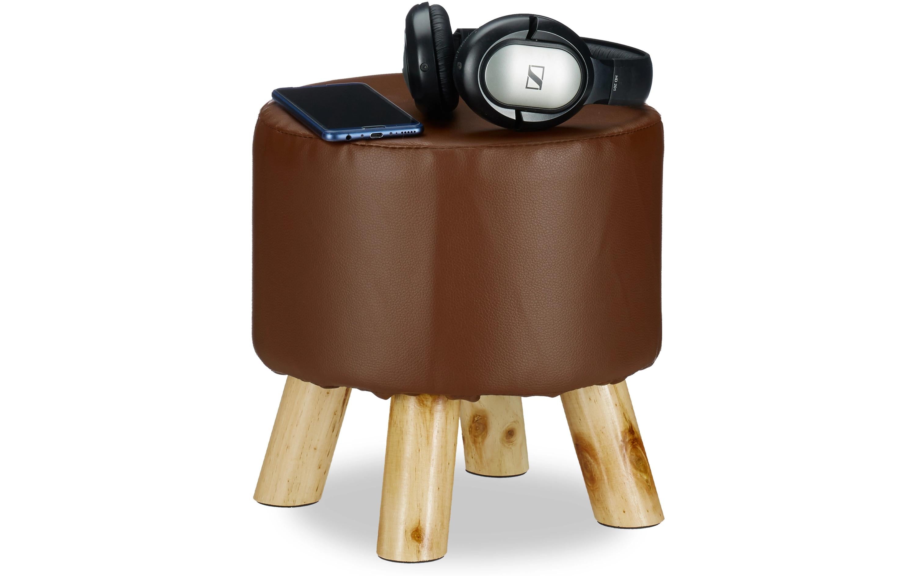 relaxdays Sitzhocker MDF/Kiefer, 30 x 30 cm, Braun