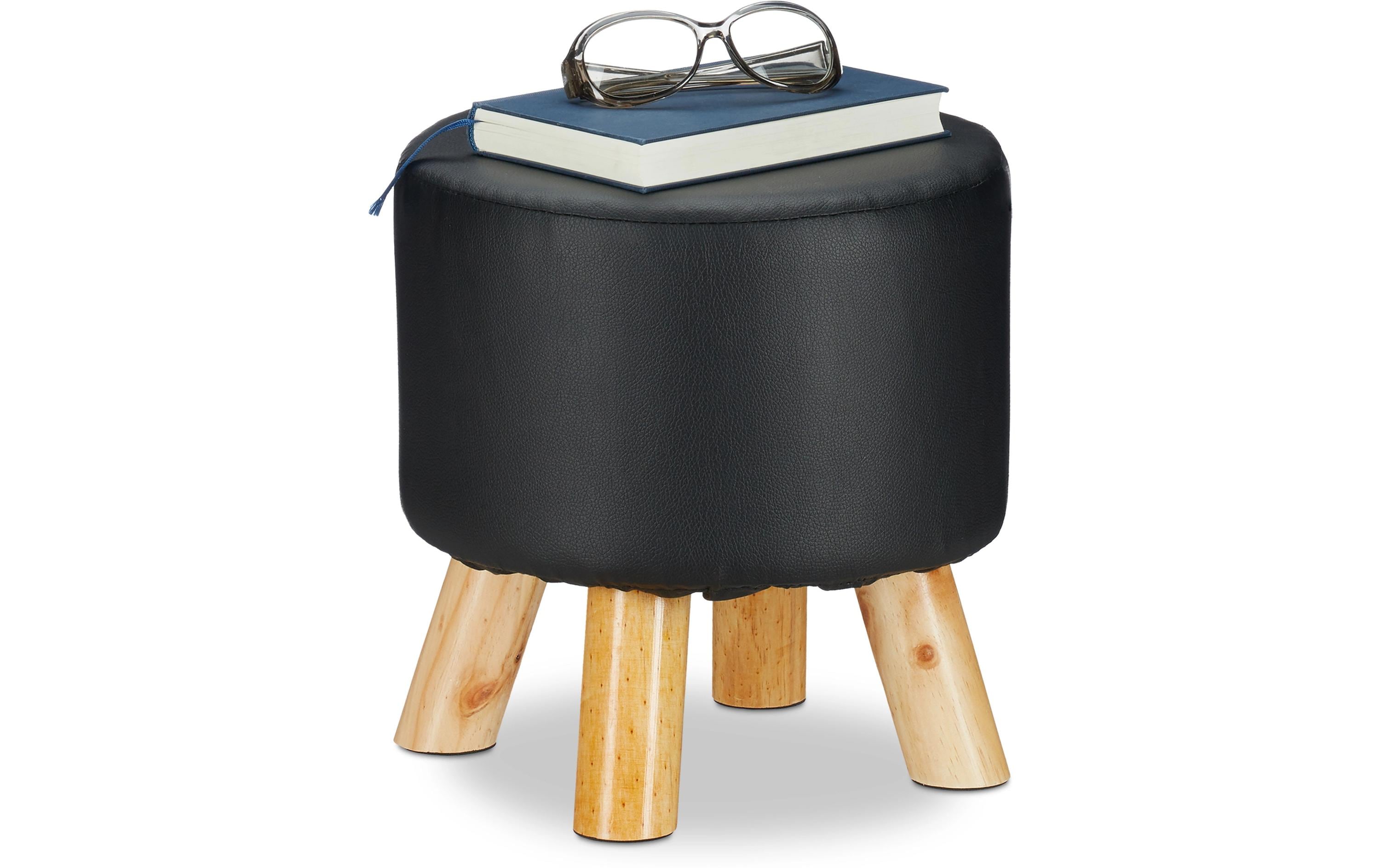 relaxdays Sitzhocker MDF/Kiefer, 30 x 30 cm, Schwarz