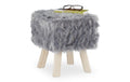 relaxdays Sitzhocker mit Fell MDF, 37 x 32 x 32 cm