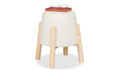relaxdays Sitzhocker mit Teddyfell MDF/Kiefern, 40 x 30 cm