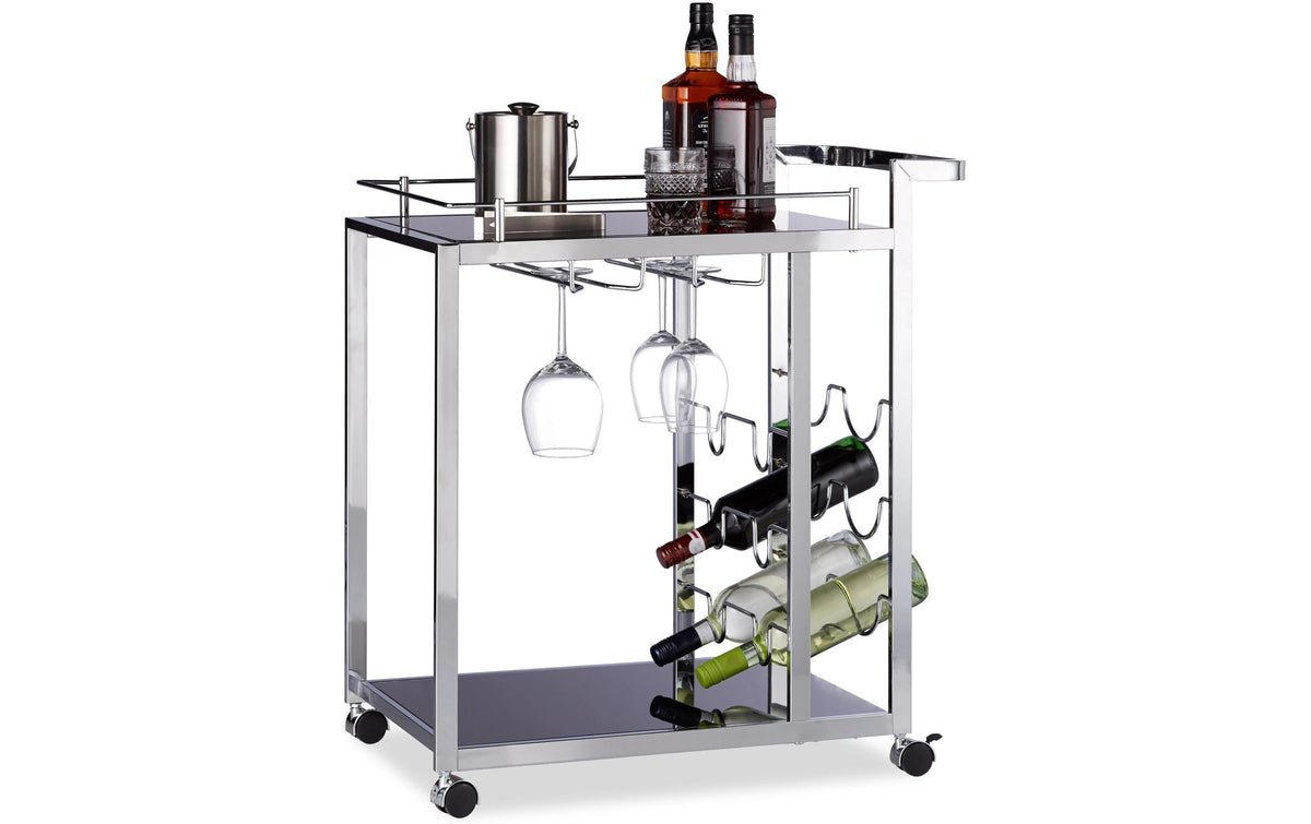 relaxdays Servierwagen Baron Stahl/Glas, 75 x 40 x 70 cm