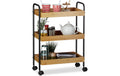 relaxdays Servierwagen mit 3 Ablagen Bambus, 70 x 50 x 28 cm