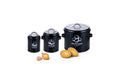 relaxdays Kartoffel Aufbewahrungsbox 3er Set, Schwarz