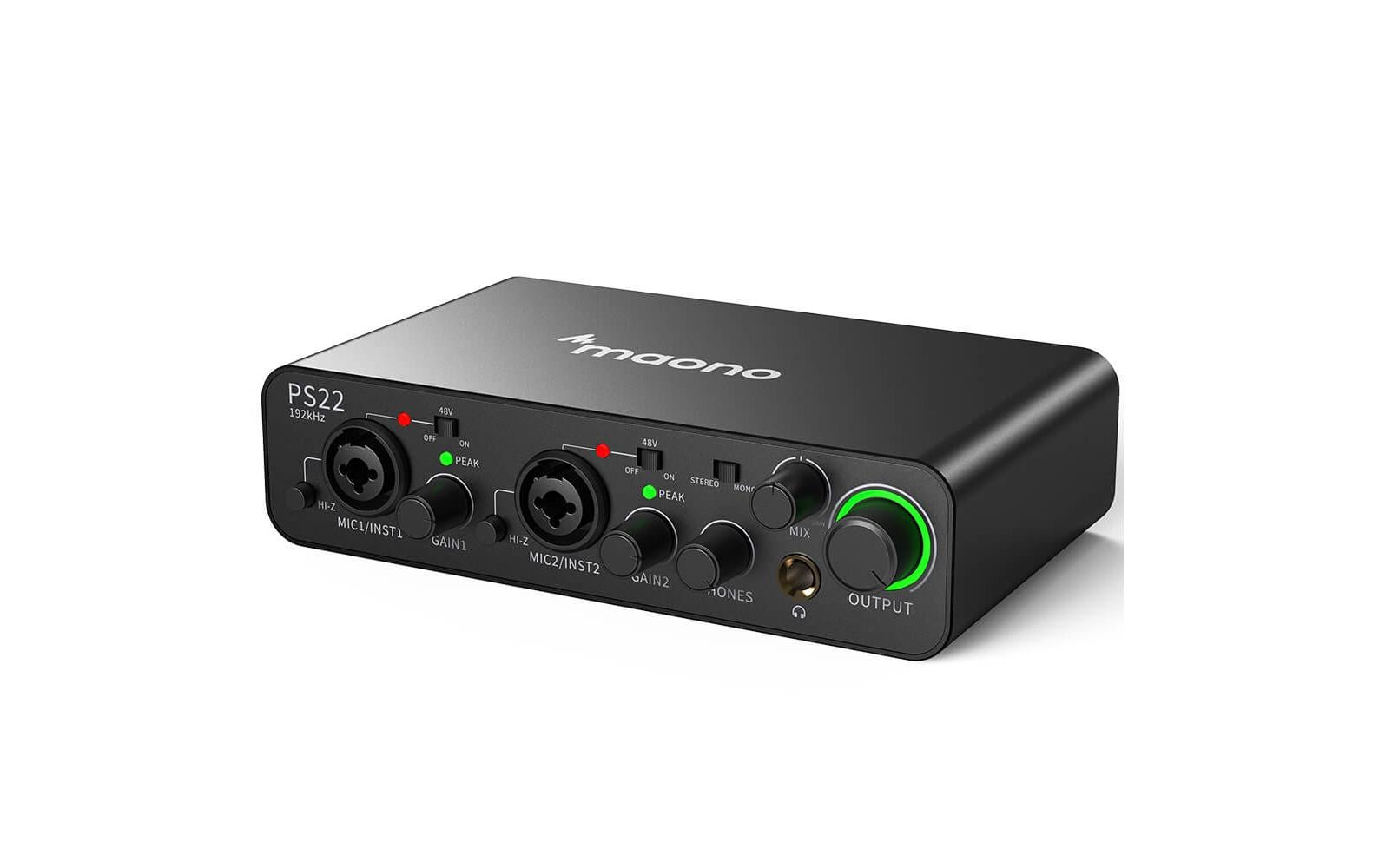 Maono Interface PS22 2I/2O, XLR, Phantom, 2x USB-C, ASIO
