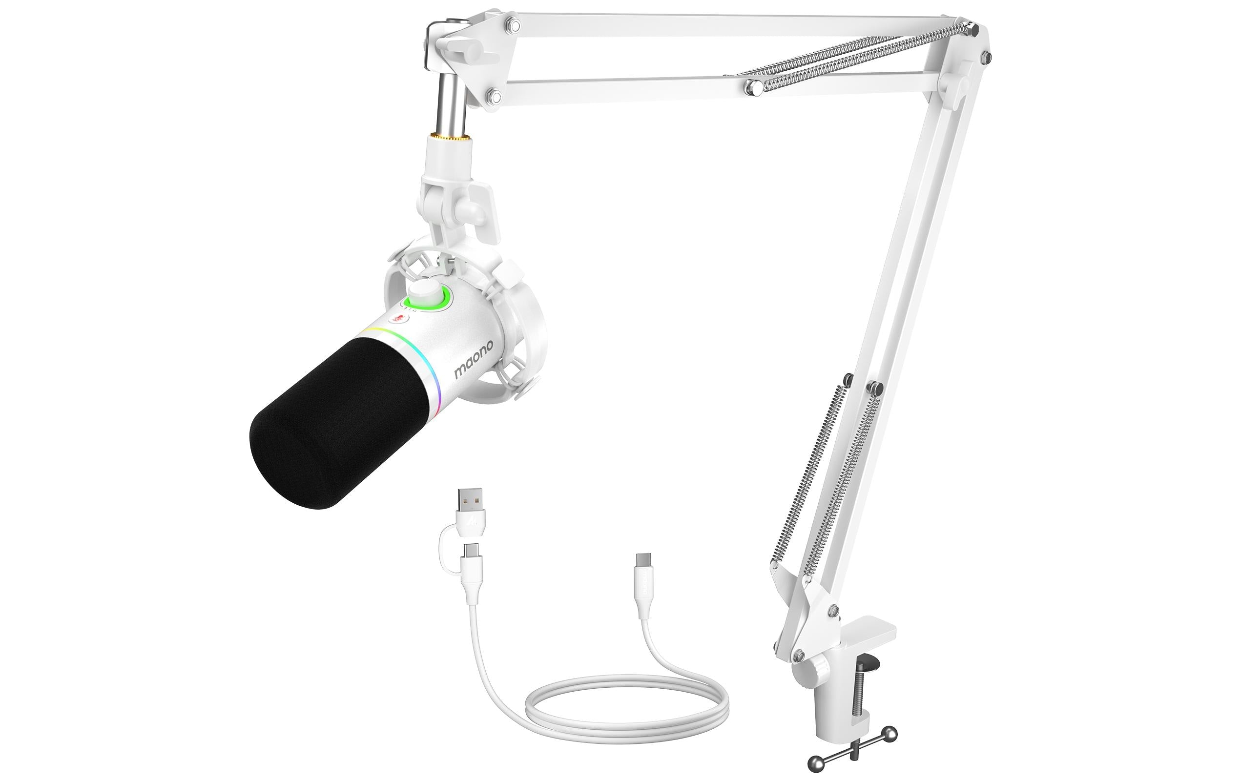 Maono Mikrofon PD200XS Weiss USB, XLR,  inkl Arm