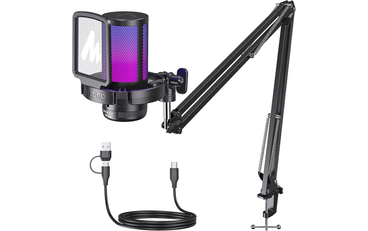Maono Mikrofon DGM20S Schwarz USB, inkl Arm, RGB, Plug & Play