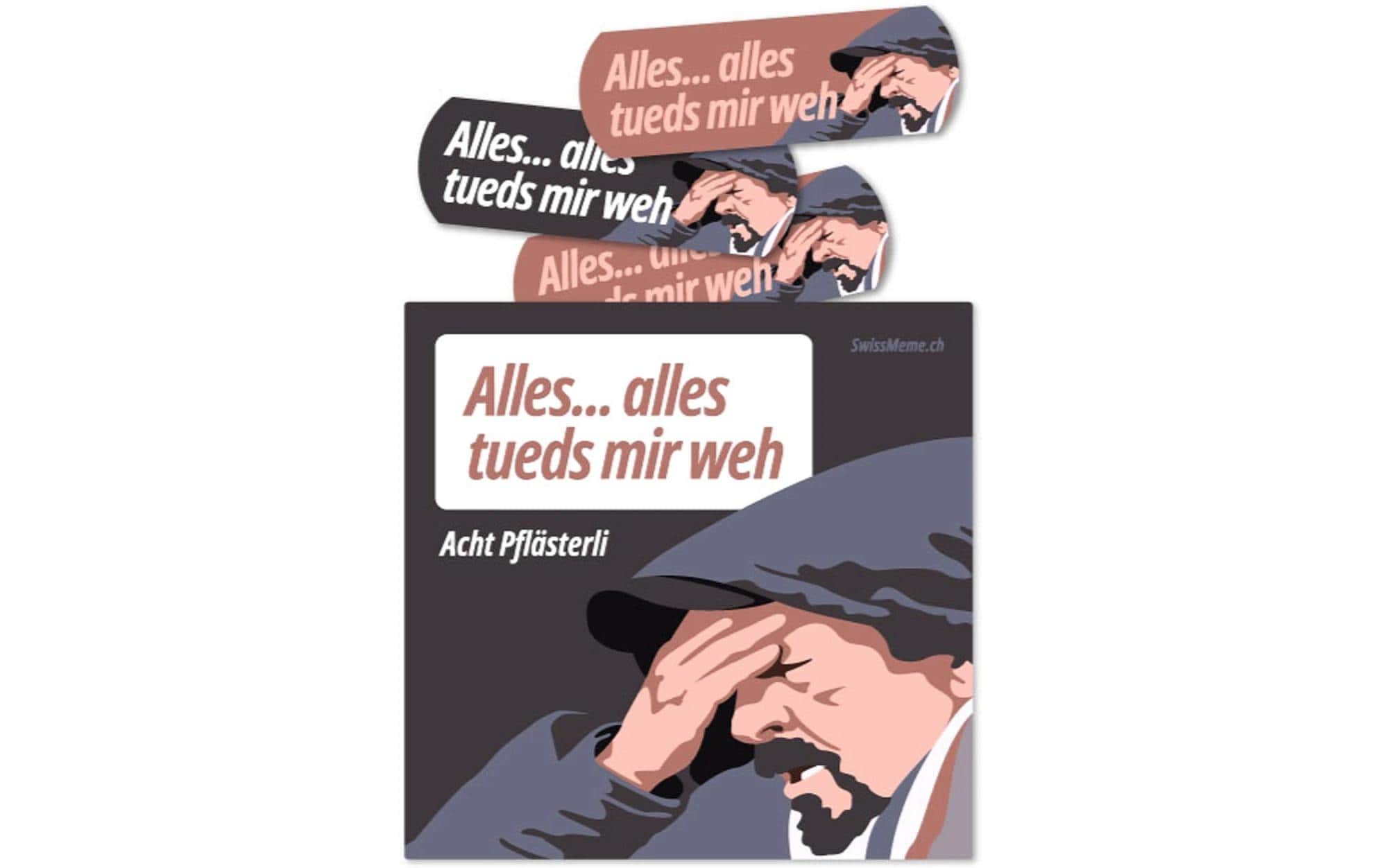 SwissMeme Pflaster Alles tueds mir weh, 9 x 9 x 0.5 cm