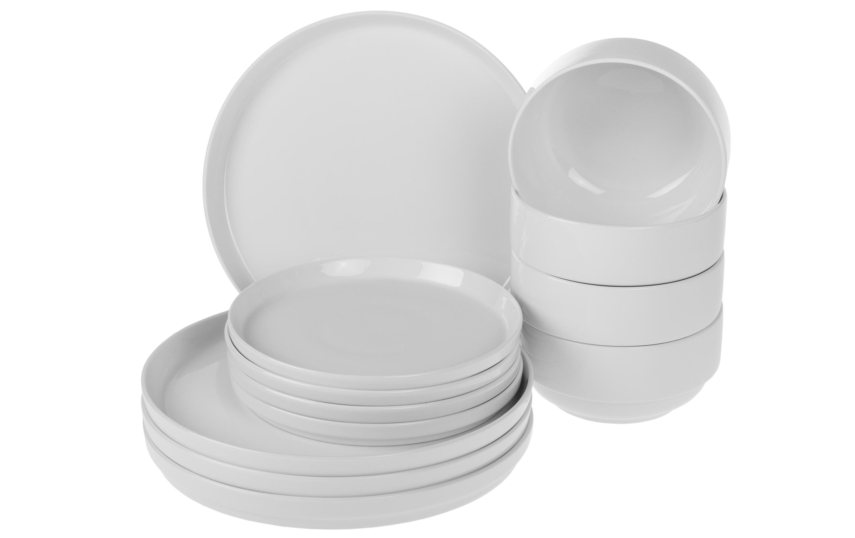 COCON Geschirrset 12 Stk Porzellan, weiss