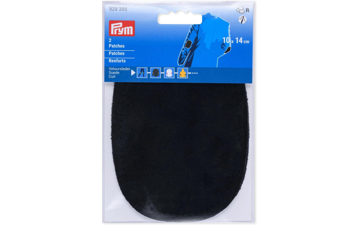Prym Patches Velourslederimitat aufbügelbar 9.5 x 14.5 cm, Karte 2 Stk., schwarz