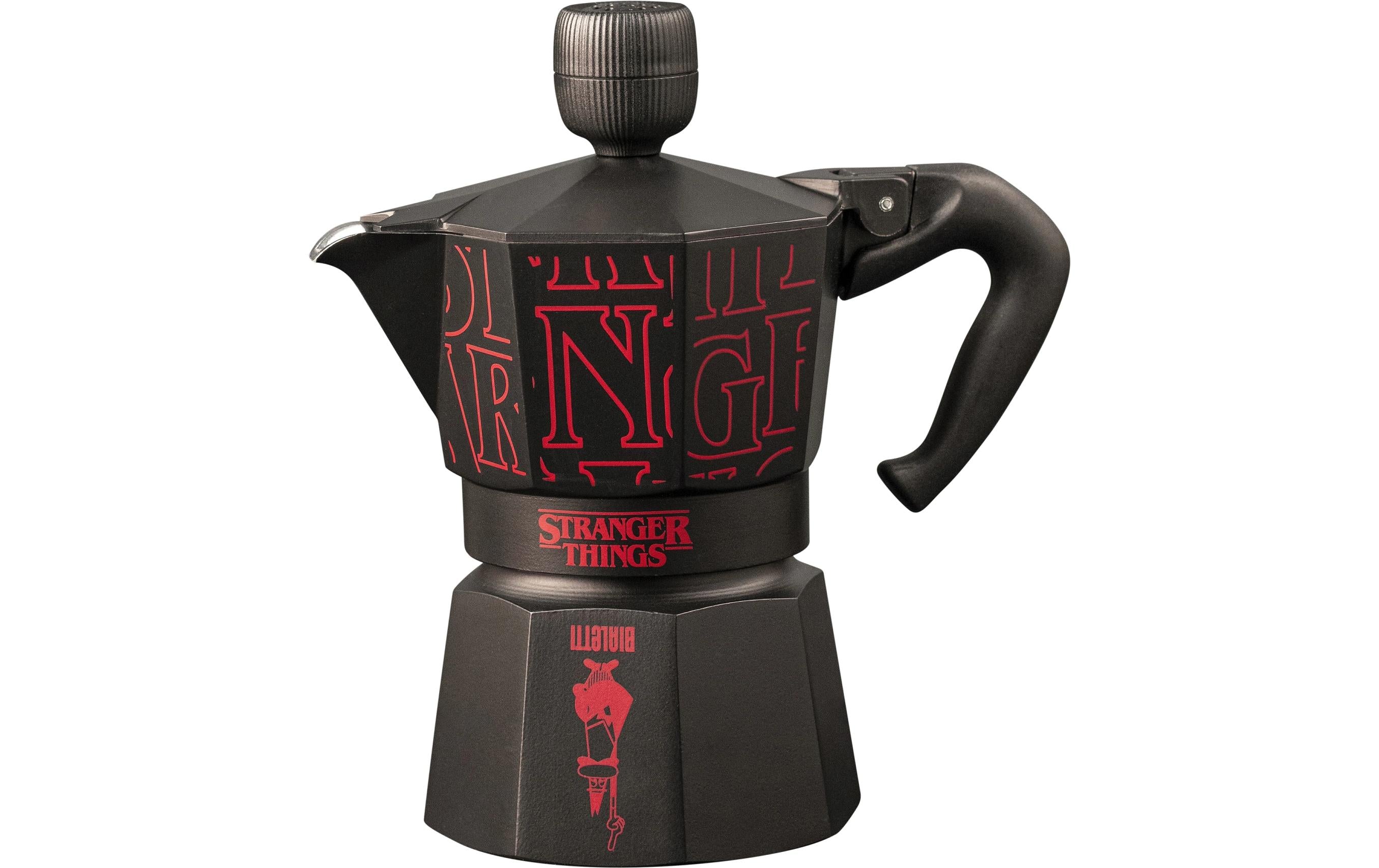 Bialetti Stranger Things Moka Express 3 Tassen, schwarz/rot