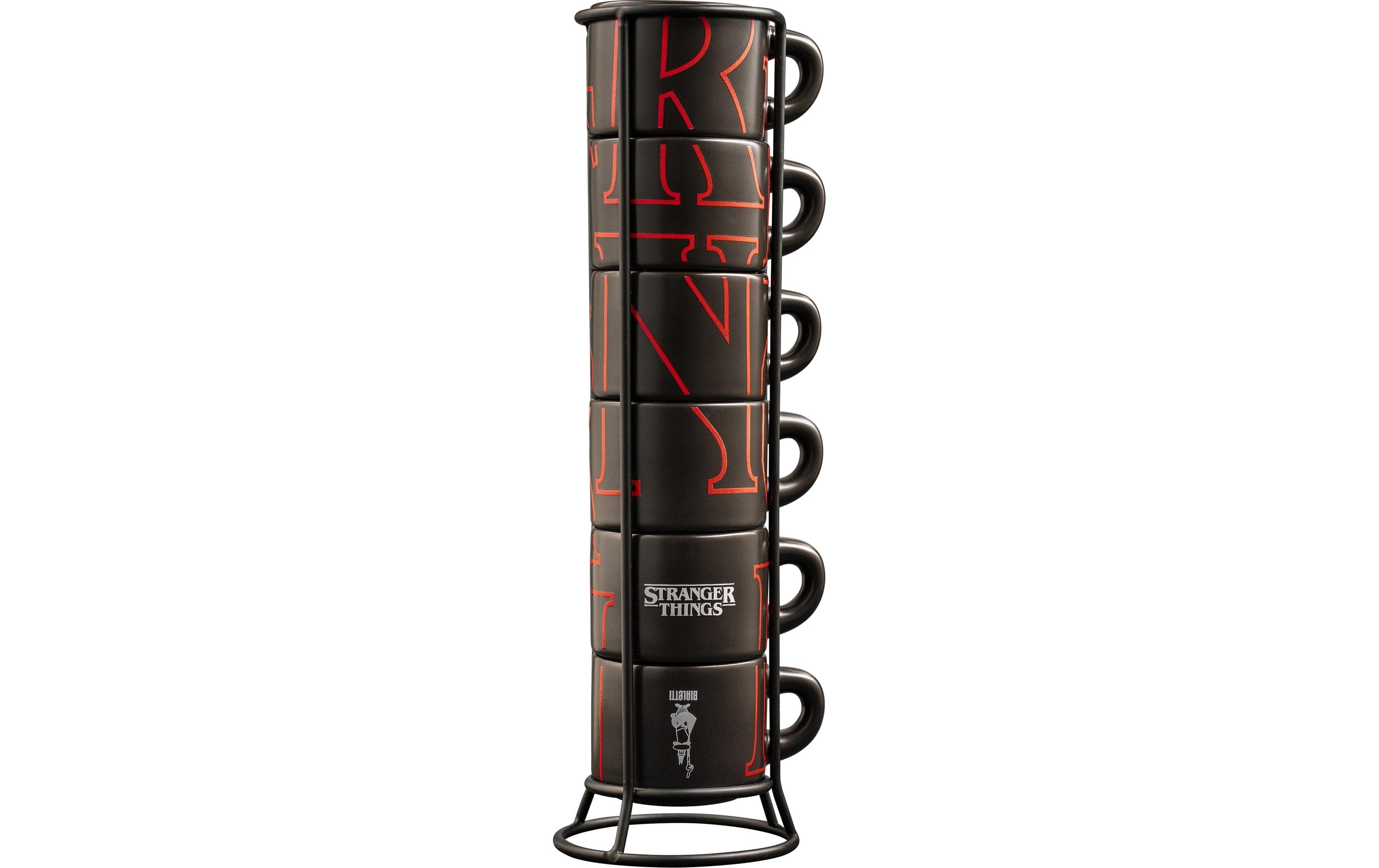Bialetti Stranger Things Espressotassen Set 6 Stück gestapelt, schwarz/rot 80ml