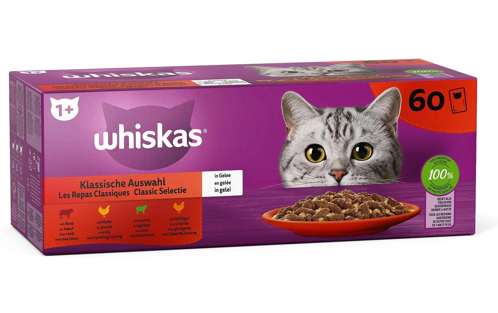 Whiskas 1+ Kalssische Auswahl in Gelee 60x85g