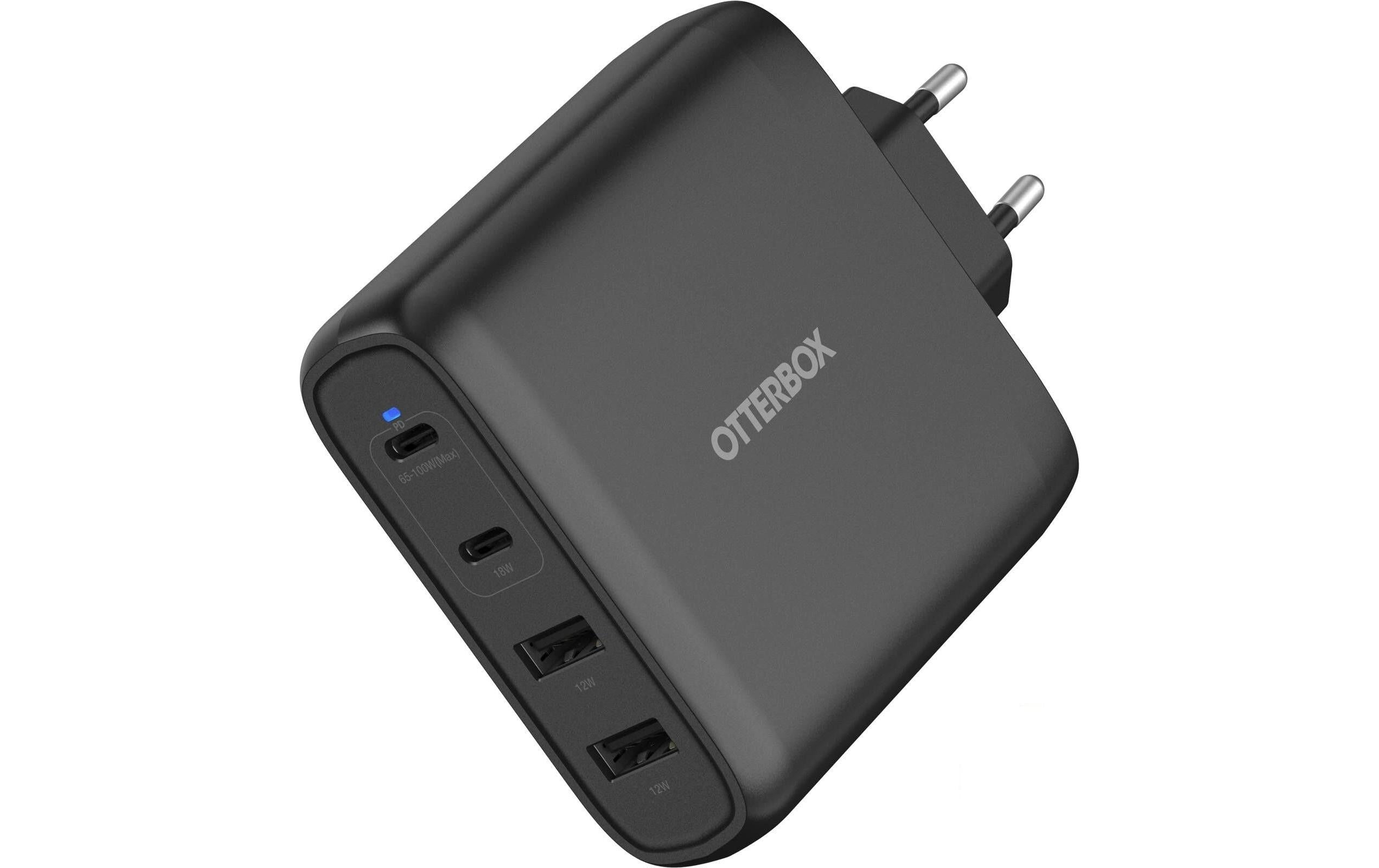 OtterBox Standard EU Wall Charger, Black 100W GaN, 2x USB-C, 2x USB-A