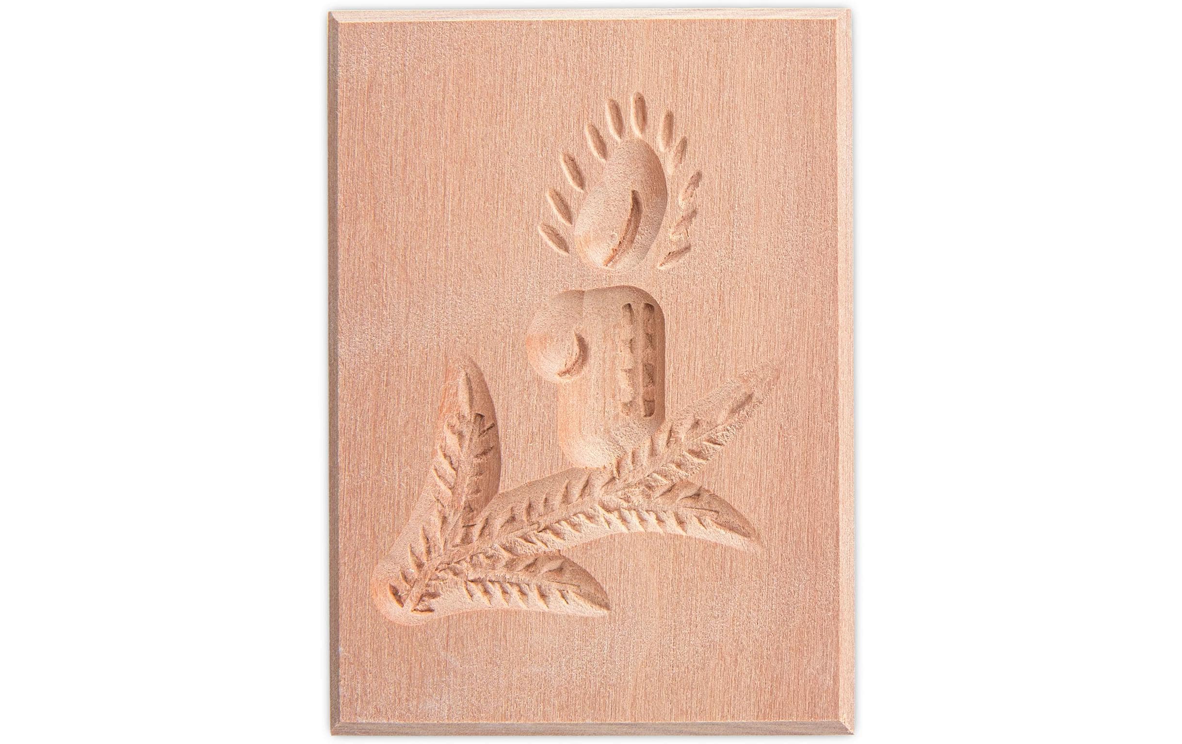 STÄDTER Springerle-Model Zweig mit Kerze 5.5x8 cm Birnbaum
