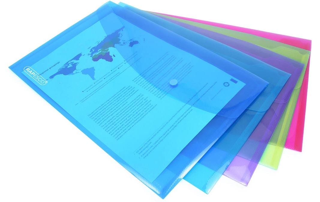 Rapesco Eco Dokumententasche A4+ Farben assortiert, 20 Stück