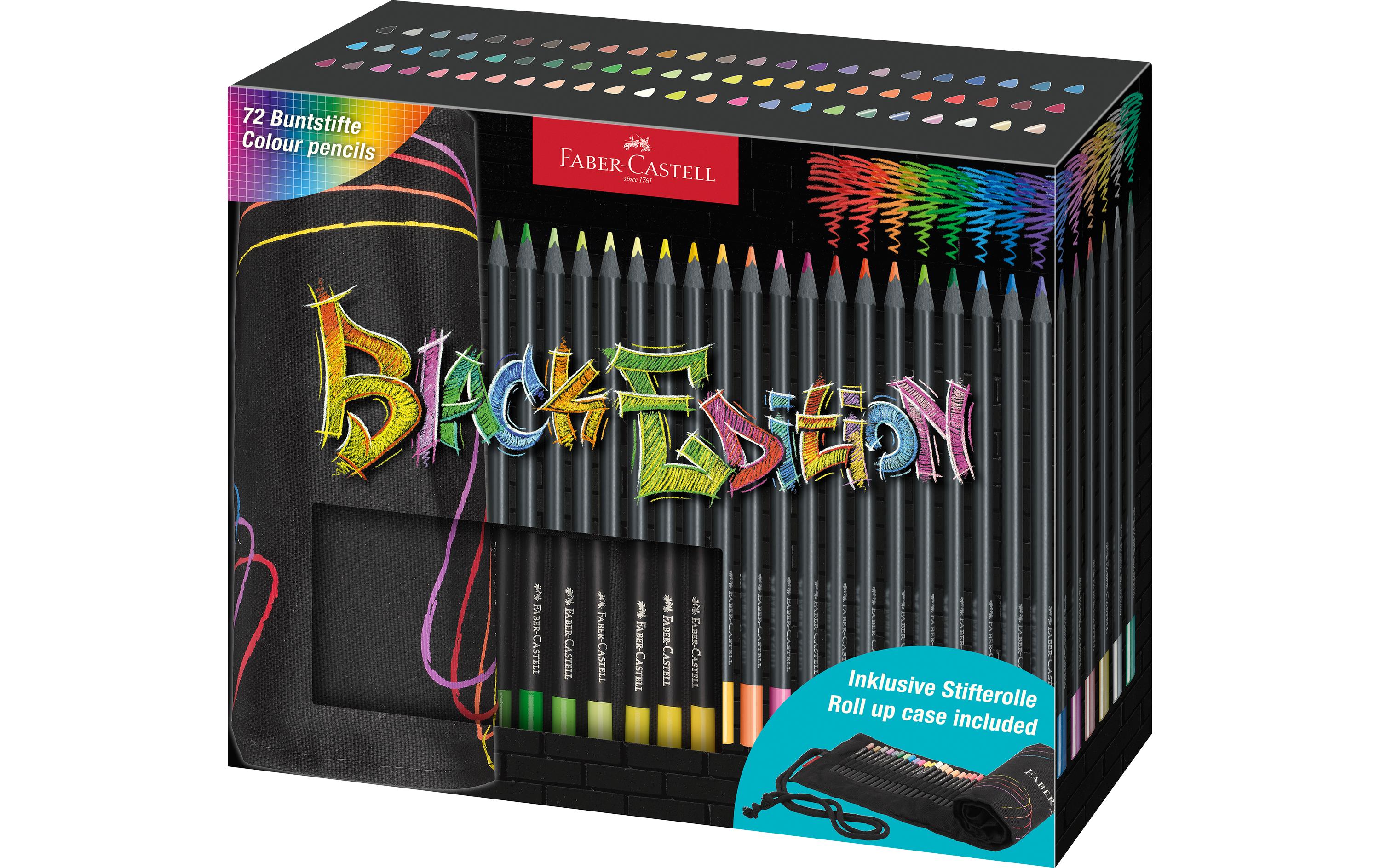Faber-Castell Farbstifte Black Edition Roll 72er Kartonetui mit Stifterolle