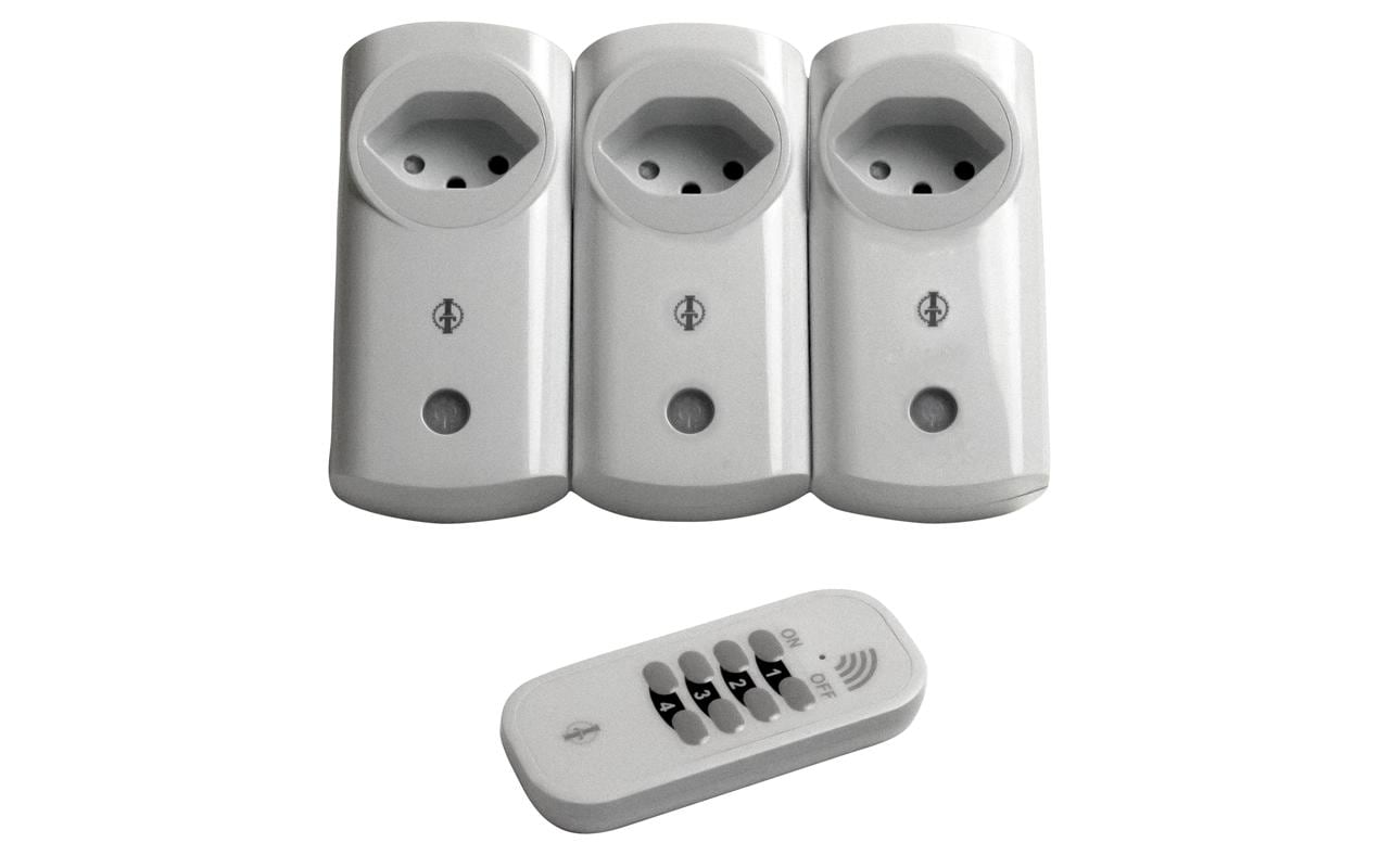 Intertechno Funk-Set IP20 weiss 3x Zwischenstecker / Handsender