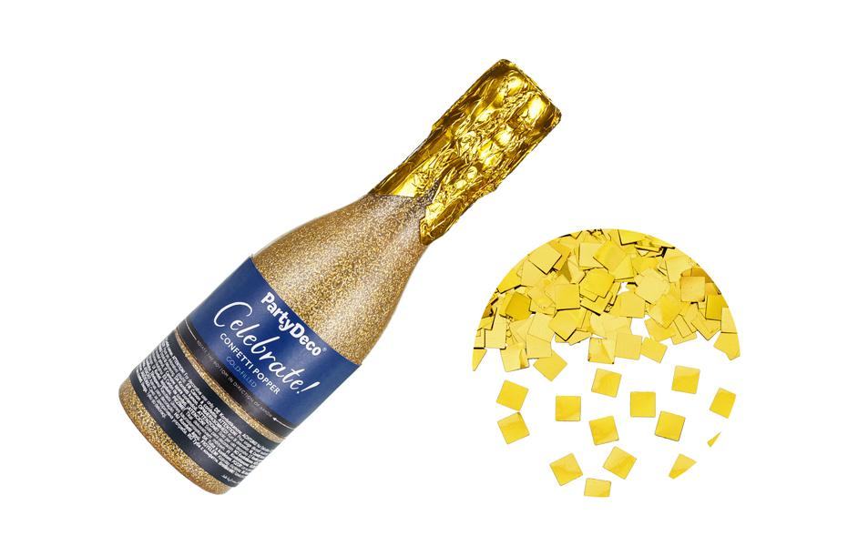 Partydeco Konfettikanone Champagner gold, 20.5 cm