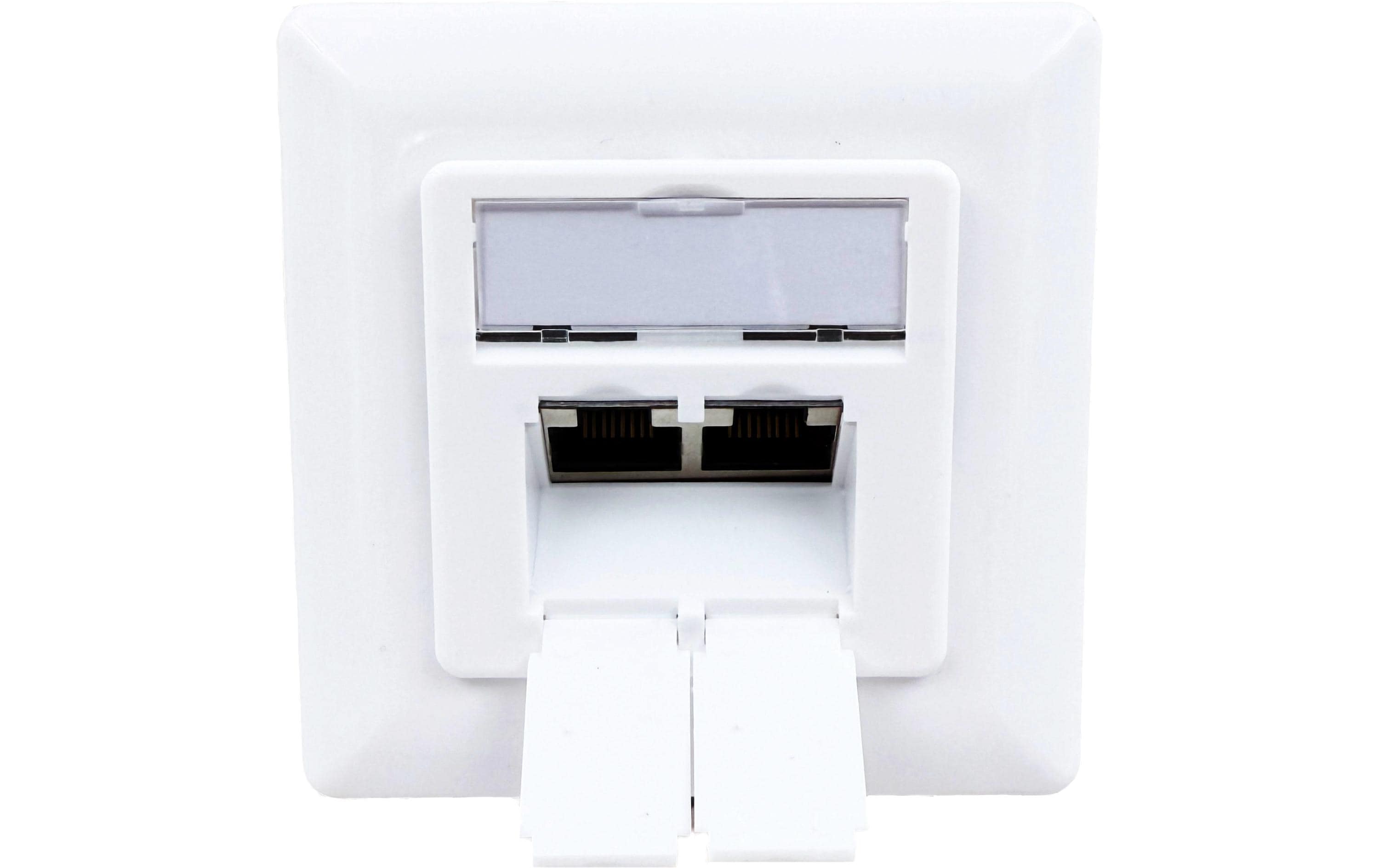 Wirewin RJ-45 Unterputz Datendose, 2-Ports Cat.6 geschirmt, reinweiss