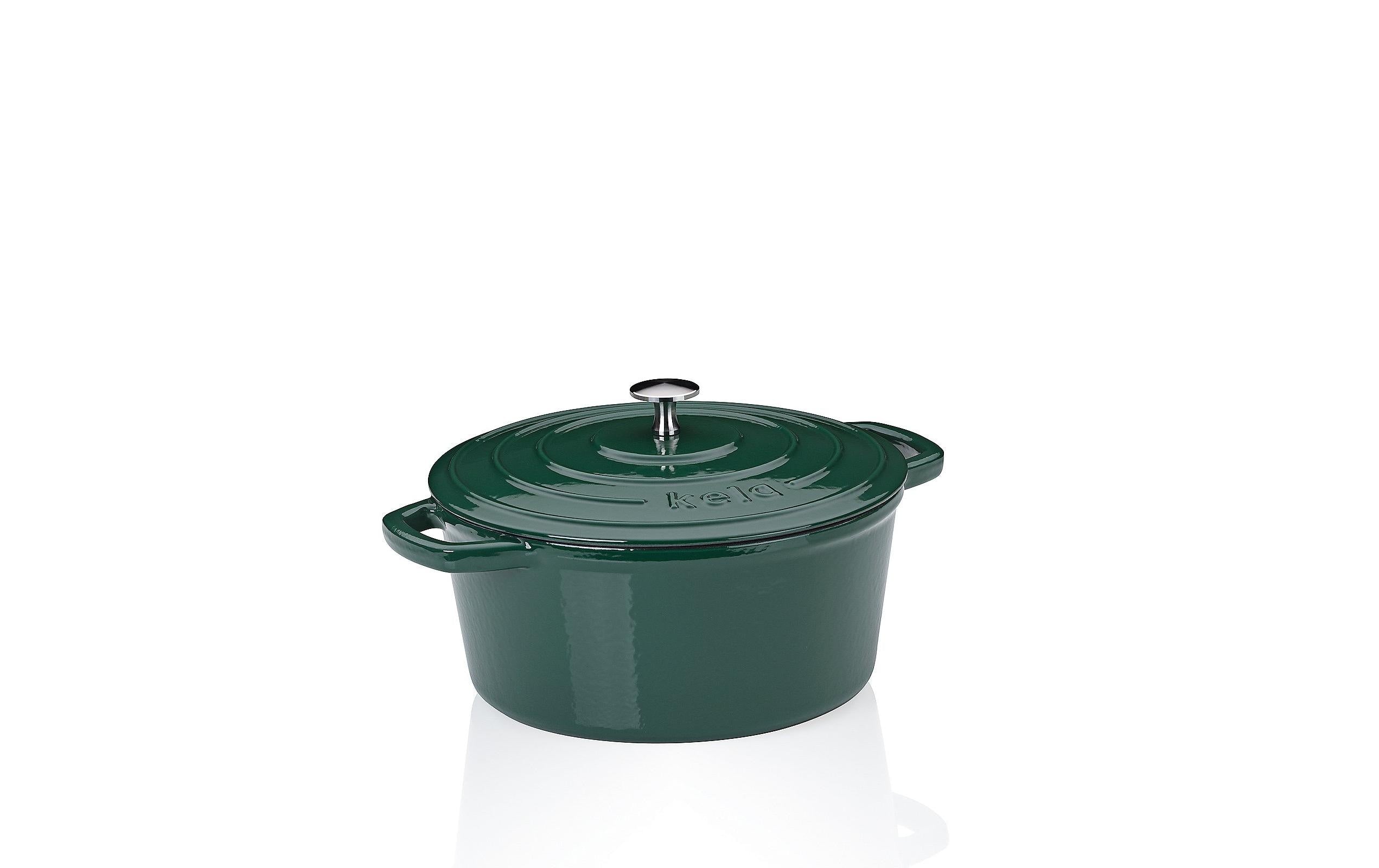 Kela Bräter Calido 26 cm Ø, 4,6 L Gusseisen, Rund, Grün