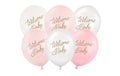 Partydeco Luftballon Welcome Baby rosa, 30 cm, 6 Stück