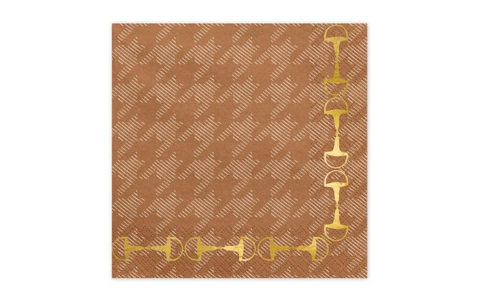 Partydeco Servietten Steigbügel braun, 33x33cm, 12 Stück