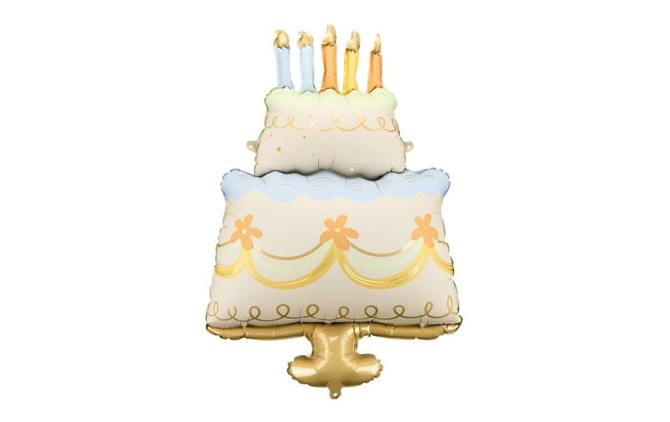 Partydeco Folienballon Kuchen farbig, 55 x 75 cm, 1 Stück