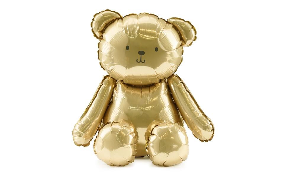 Partydeco Folienballon Teddy gold, 38 x 42 cm, 1 Stück