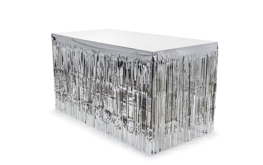 Partydeco Tischumrandung Fransen 80 x 300 cm, silber