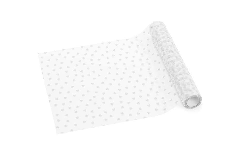 Partydeco Tischläufer Herzen weiss, 36 x 900 cm, 1 Stück