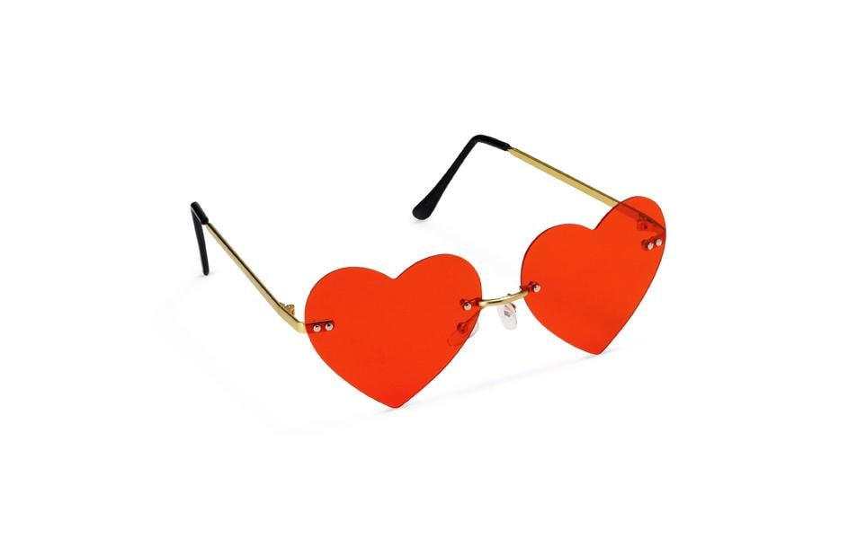 Partydeco Brille Herz 13.5 x 5 x 13 cm, rot