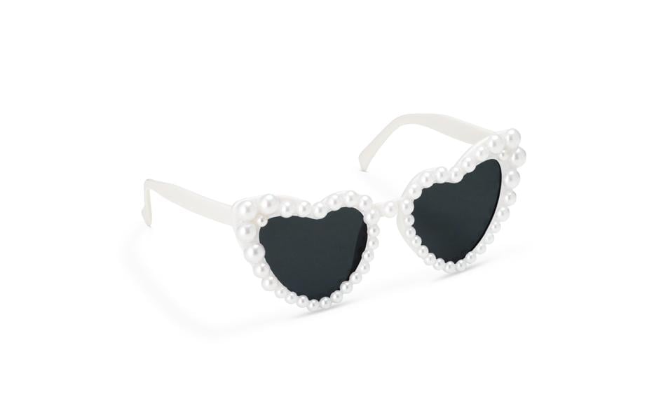Partydeco Brille Herz 13.5 x 5 x 13 cm, perlen weiss