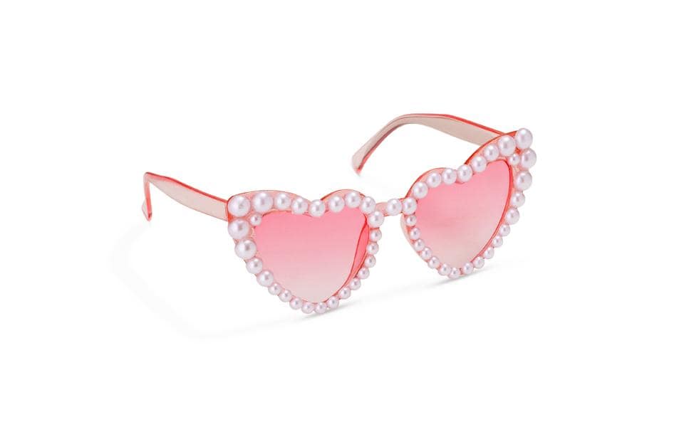 Partydeco Brille Herz 13.5 x 5 x 13 cm, perlen, rosa