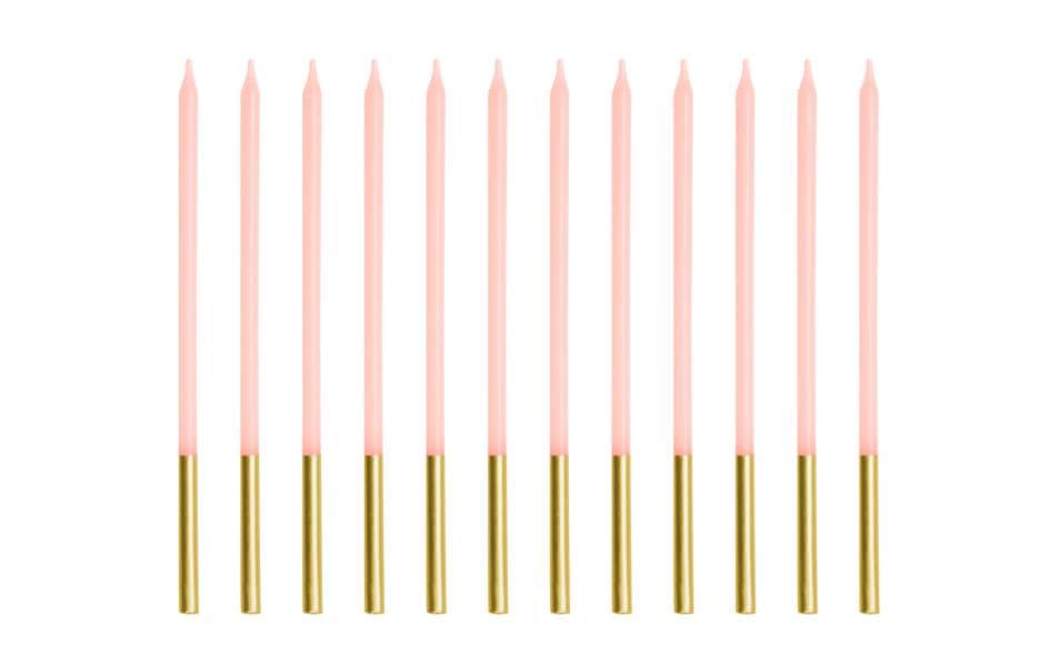 Partydeco Geburtstagskerzen rosa, 14 cm, 12 Stück