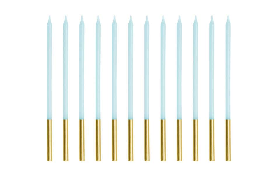 Partydeco Geburtstagskerzen hellblau, 14 cm, 12 Stück