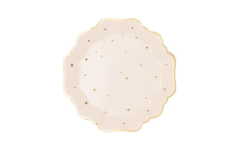 Partydeco Teller Sterne beige, 21 cm, 6 Stück