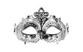 Partydeco Maske silber 17 x 9 cm, mit Band gebunden