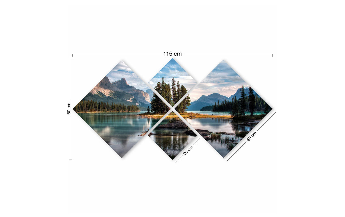 Wallxpert Bild See 4-teilig MDF, 2 Stück 40x40 cm, 2 Stück 20x20 cm