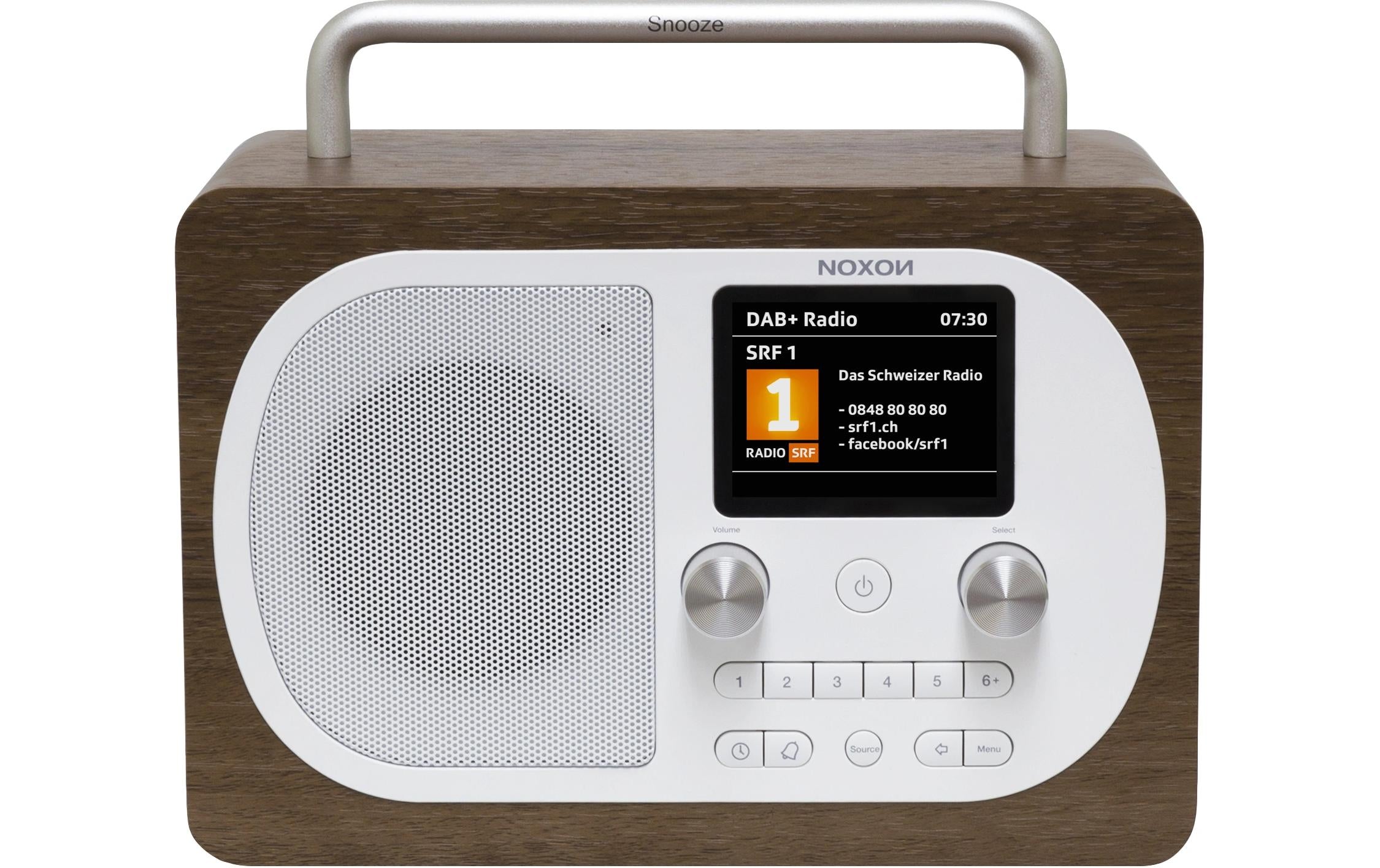 Noxon Eiger, DAB+ Radio, Walnuss/Weiss DAB+, UKW, BT, Wecker