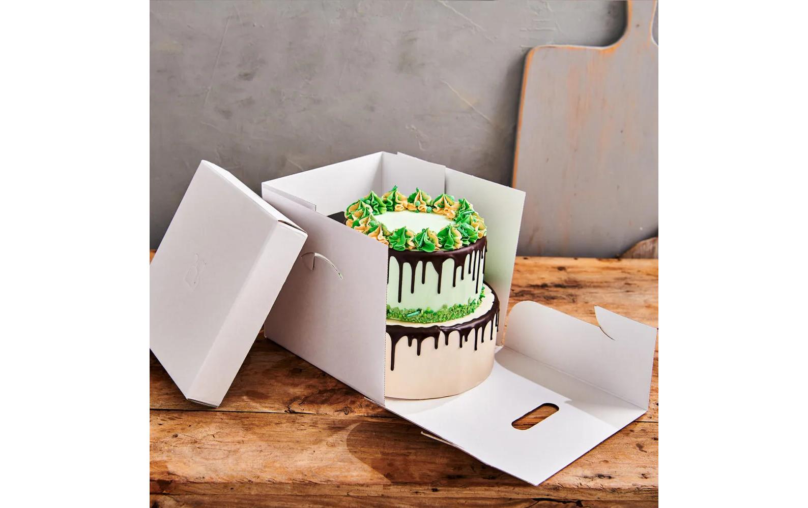 FunCakes Tortenbox weiss 1 Stück 37x37x45 cm, aus festem Karton