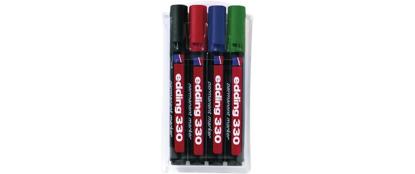 edding Permanentmarker E-330 E-4 assort. schwarz,rot, blau,grün