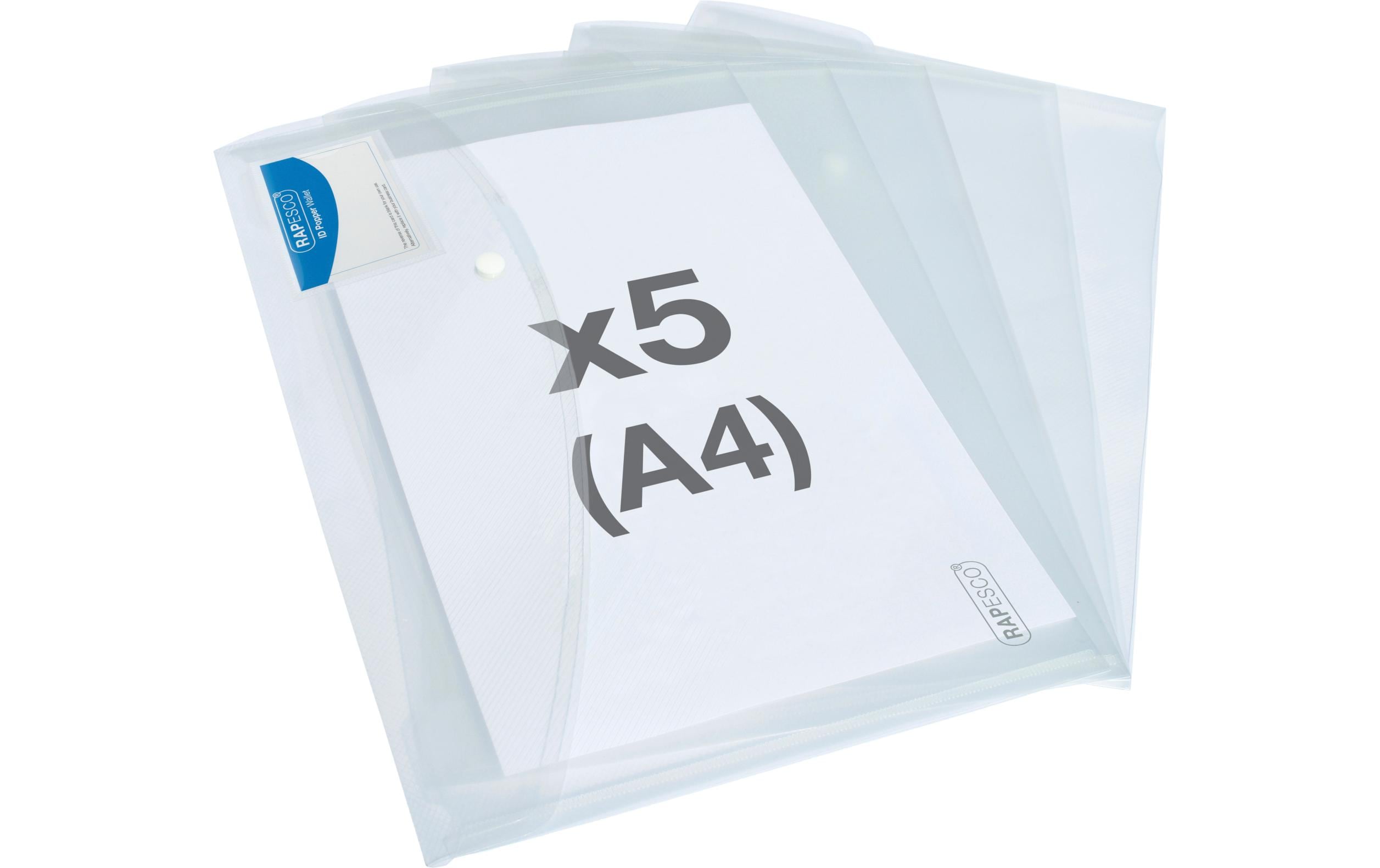 Rapesco Eco Dokumententasche A4+ transparent, 5 Stück