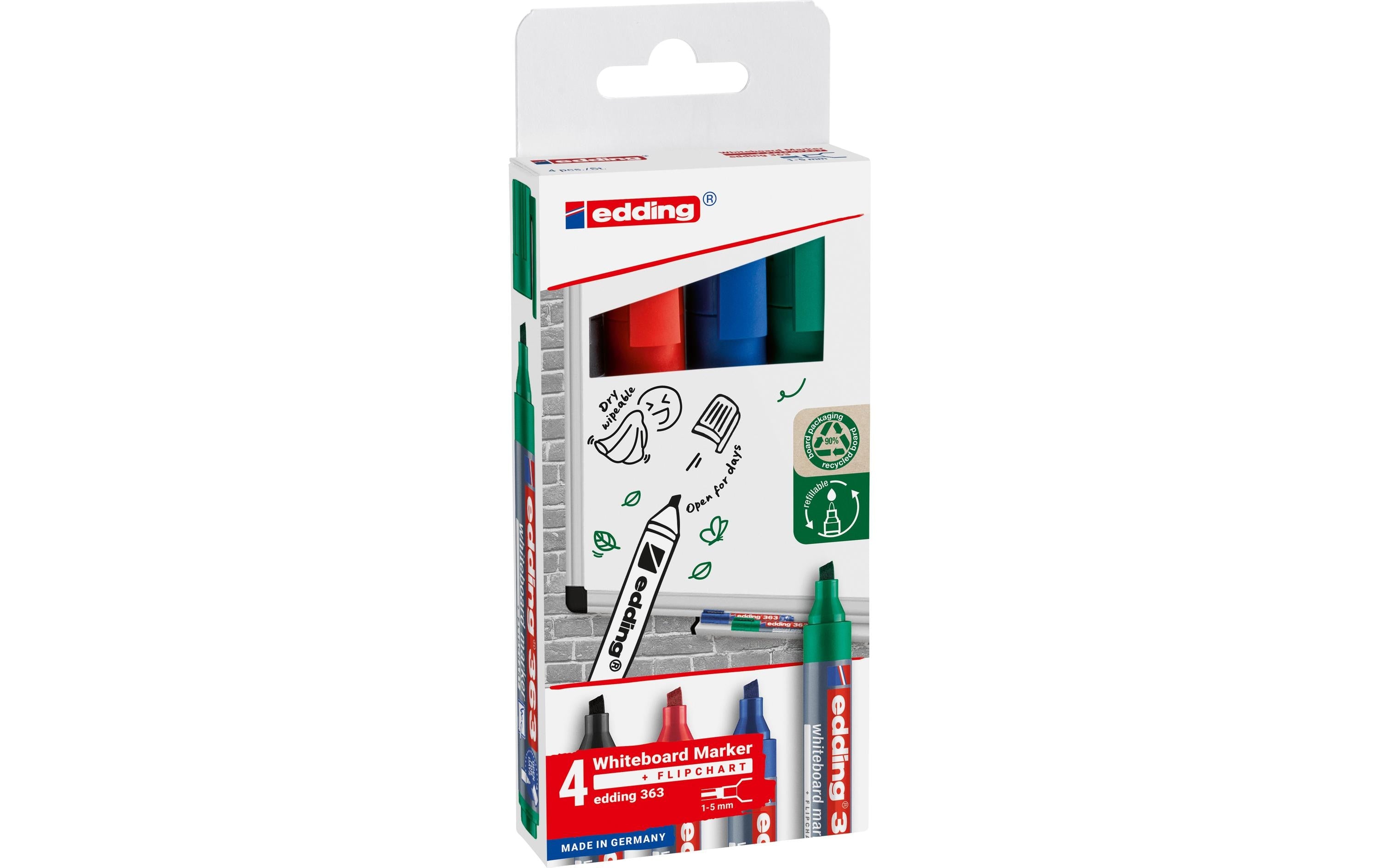 Edding Boardmarker 363 4er-Set blau, schwarz, rot, grün