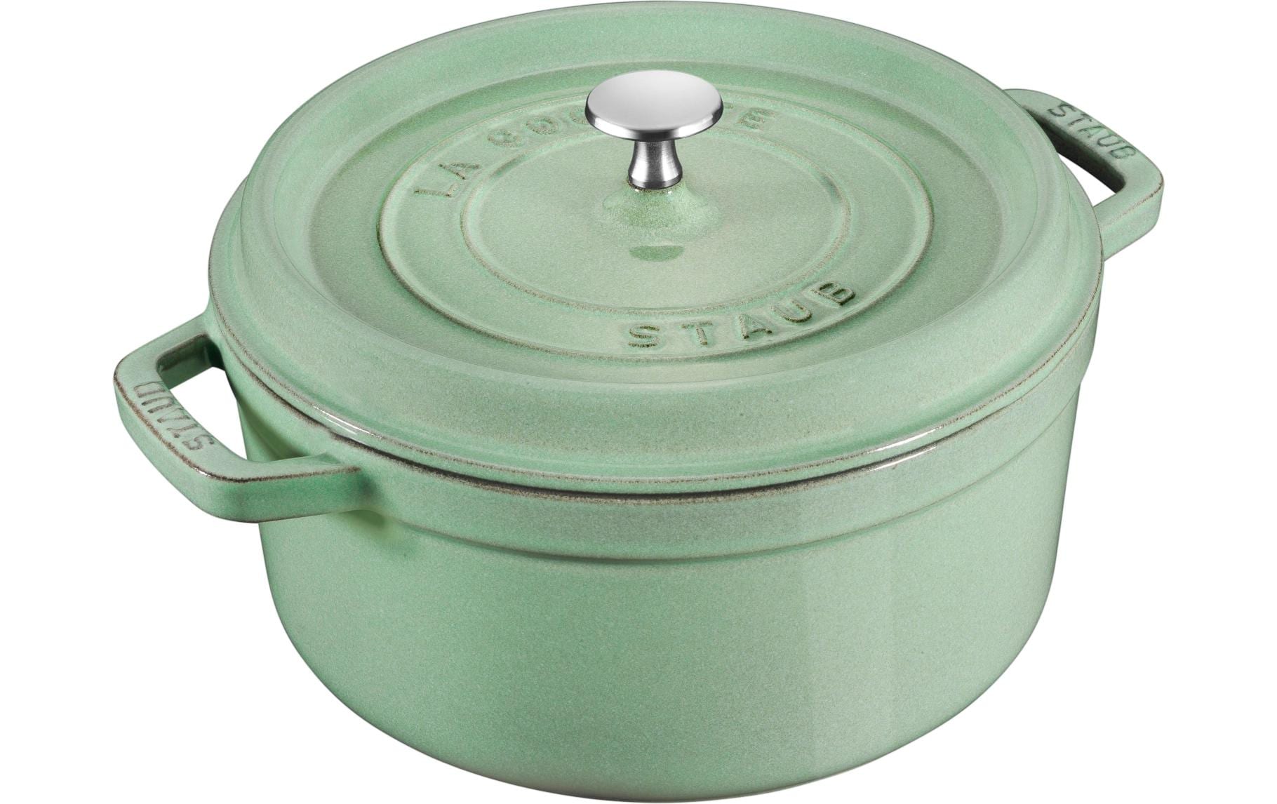 Staub Cocotte 24cm, rund, Salbei, Gusseisen 3.7l