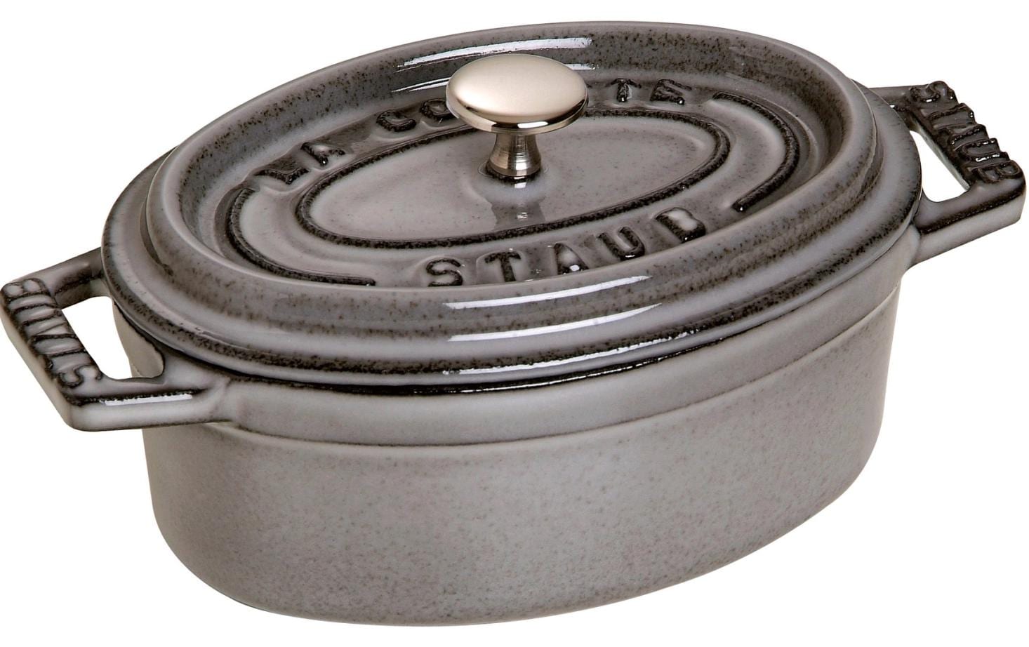 Staub Cocotte 17cm, oval, Graphit-Grau, Gusseisen 1.0l
