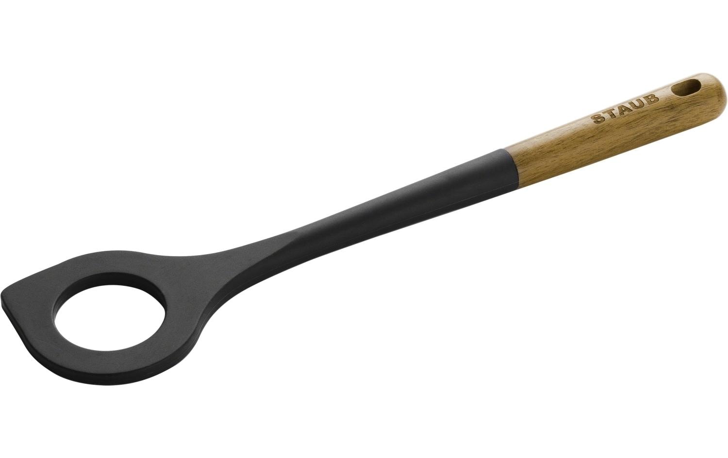 Staub Kochlöffel m. Loch, 31cm Akazie Silikon