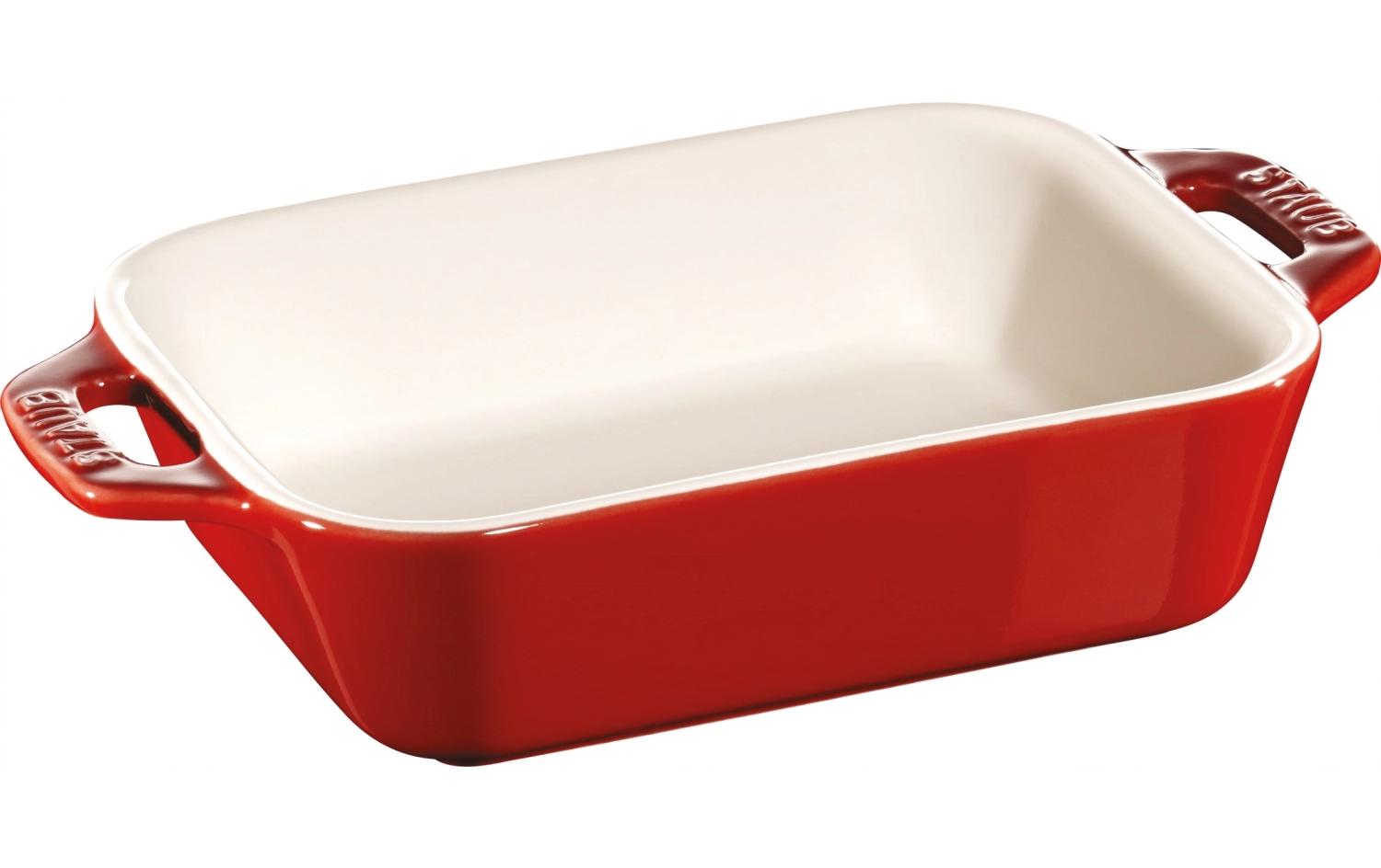 Staub Auflaufform 14x11cm, rechteckig, Kirsch-Rot, Keramik