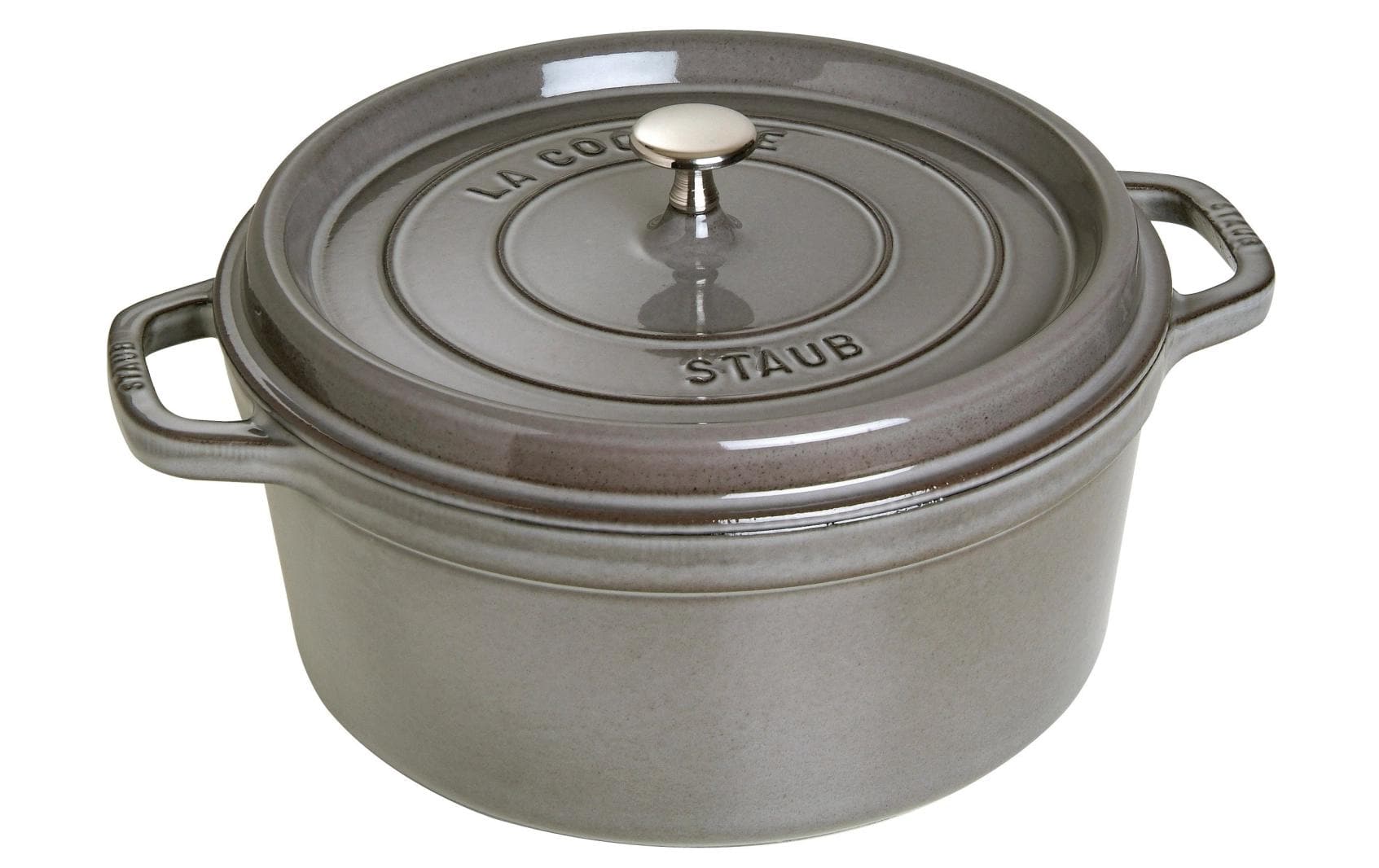 Staub Cocotte 26cm, rund, Graphit-Grau, Gusseisen 5.25l