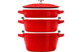 Staub Cocotte 4tlg. 24cm, rund, Kirsch-Rot stackable